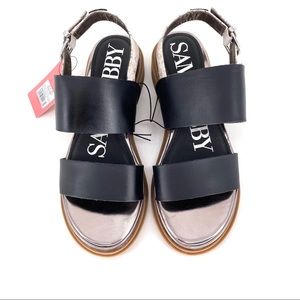 Sam & Libby Marci Strap Sandals BLK/NUDE Size 8.5
